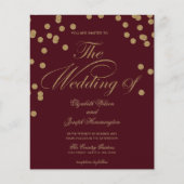 Budget Burgundy Glitter Confetti Uitnodiging (Voorkant)