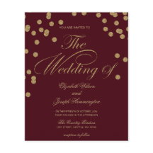 Budget Burgundy Glitter Confetti Uitnodiging