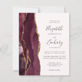 Budget Burgundy Gold Agate Blush Wedding Invite (Voorkant)