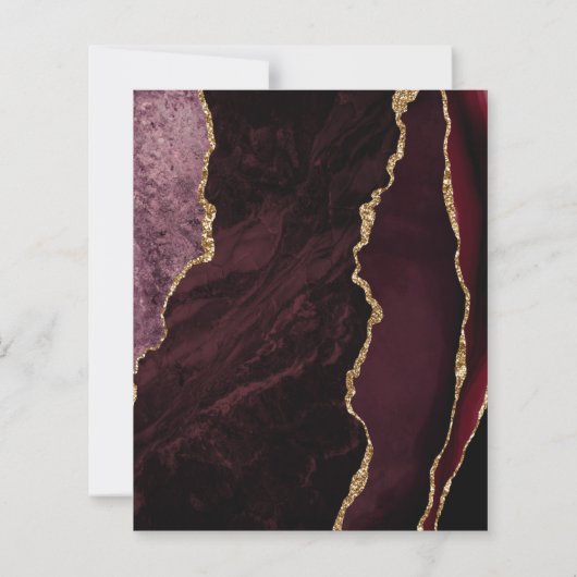 Budget Burgundy Gold Agate Blush Wedding Invite (Achterkant)