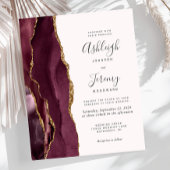 Budget Burgundy Gold Agate Blush Wedding Invite