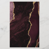 Budget Burgundy Gold Agate Green Wedding Invite (Achterkant)