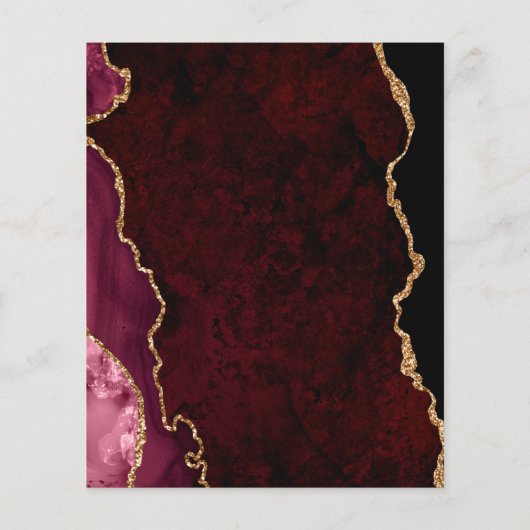 Budget Burgundy Gold Agate Green Wedding Menu (Achterkant)