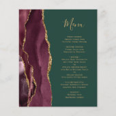 Budget Burgundy Gold Agate Green Wedding Menu (Voorkant)