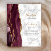 Budget Burgundy Gold Agate Marble Wedding Invite