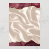 Budget Burgundy Gold Agate Silk Wedding Menu (Achterkant)