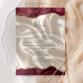 Budget Burgundy Gold Agate Silk Wedding Menu