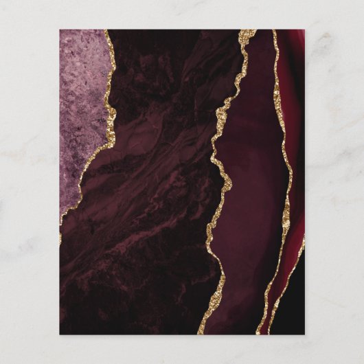 Budget Burgundy Gold Agate Wedding Invite (Achterkant)