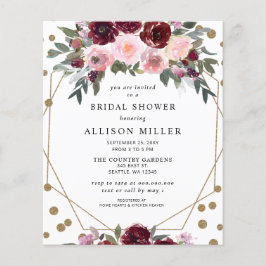 Budget Burgundy Gold Bridal Shower