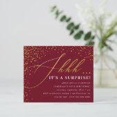 Budget Burgundy & Gold Confetti Surprise Party (Staand voorkant)
