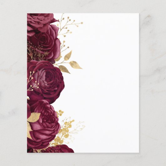 Budget Burgundy Gold Floral Script Wedding Invite (Achterkant)