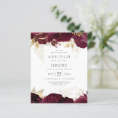 Budget Burgundy Gold Floral Weddenschap (Staand voorkant)