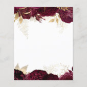Budget Burgundy Gold Floral Weddenschap (Achterkant)