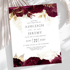 Budget Burgundy Gold Floral Weddenschap