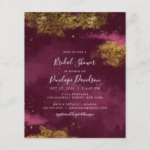 Budget Burgundy Gold Foil Bridal Shower Invitation