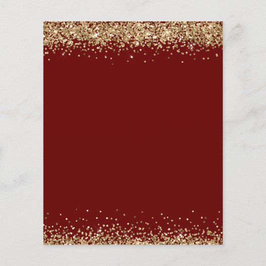 Budget Burgundy Gold Glitter Weddenschap (Achterkant)