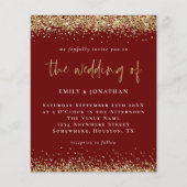 Budget Burgundy Gold Glitter Weddenschap (Voorkant)