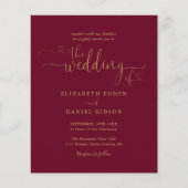 Budget Burgundy Gold Script Photo Weduwen Invite (Voorkant)