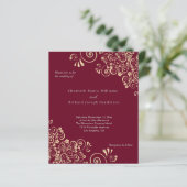 Budget Burgundy Gold Swirls Weddenschap (Staand voorkant)