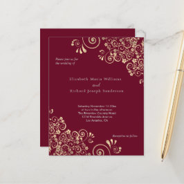Budget Burgundy Gold Swirls Weddenschap