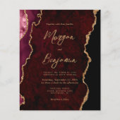 Budget Burgundy Goud Agaat Script Trouw Uitnodigin (Voorkant)