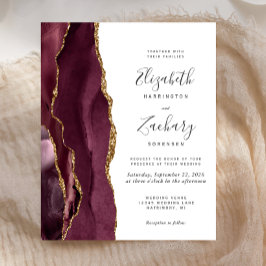 Budget Burgundy Gouden Agaat Huwelijksuitnodiging