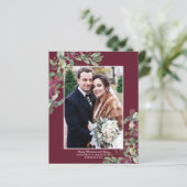 BUDGET Burgundy Greenery kerstfotokaart (Staand voorkant)
