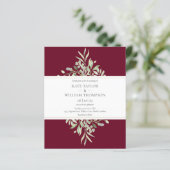 Budget Burgundy Greenery Wedding Photo Uitnodiging (Staand voorkant)