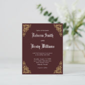 Budget Burgundy  Lace Wedding Invitation (Staand voorkant)