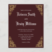 Budget Burgundy Lace Wedding Invitation