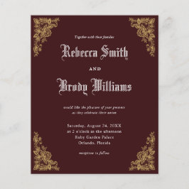Budget Burgundy  Lace Wedding Invitation