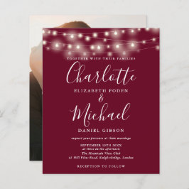 Budget Burgundy Lichts Foto Trouw Uitnodiging