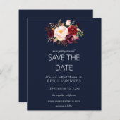 Budget Burgundy Marsa Floral Save the Date - Blue (Voorkant / Achterkant)