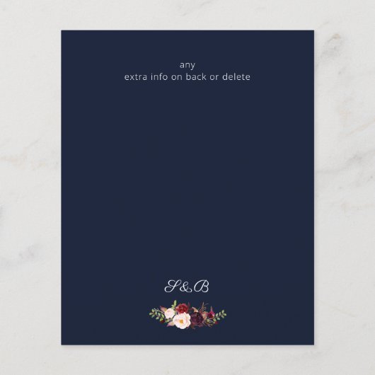Budget Burgundy Marsa Floral Save the Date - Blue (Achterkant)