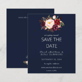Budget Burgundy Marsa Floral Save the Date - Blue