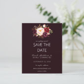 Budget Burgundy Marsa Floral Save the Date - D Red (Staand voorkant)