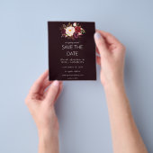 Budget Burgundy Marsa Floral Save the Date - D Red Flyer (Hand)
