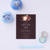 Budget Burgundy Marsa Floral Save the Date - D Red Flyer (Enkel)