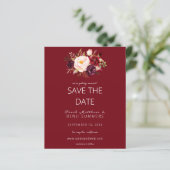 Budget Burgundy Marsa Floral Save the Date - Red (Staand voorkant)