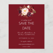 Budget Burgundy Marsa Floral Save the Date - Red (Voorkant)