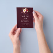 Budget Burgundy Marsa Floral Save the Date - Red Flyer (Hand)
