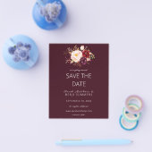 Budget Burgundy Marsa Floral Save the Date - Red Flyer (Enkel)