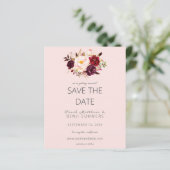 Budget Burgundy Marsa Floral Save the Date - Roze (Staand voorkant)