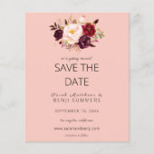 Budget Burgundy Marsa Floral Save the Date-Roze 2 (Voorkant)
