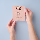 Budget Burgundy Marsa Floral Save the Date-Roze 2 Flyer (Hand)