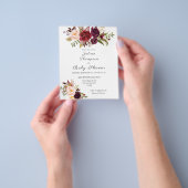 Budget Burgundy Marsala Baby shower Flyer (Hand)