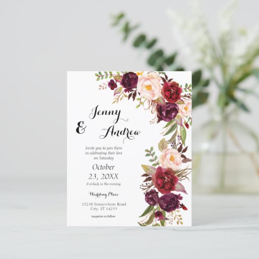 Budget Burgundy Marsala Floral 2 Wedding (Staand voorkant)