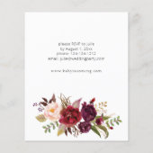 Budget Burgundy Marsala Floral Baby shower (Achterkant)