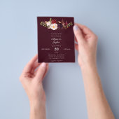 Budget Burgundy Marsala Floral Burg Wedding Flyer (Hand)