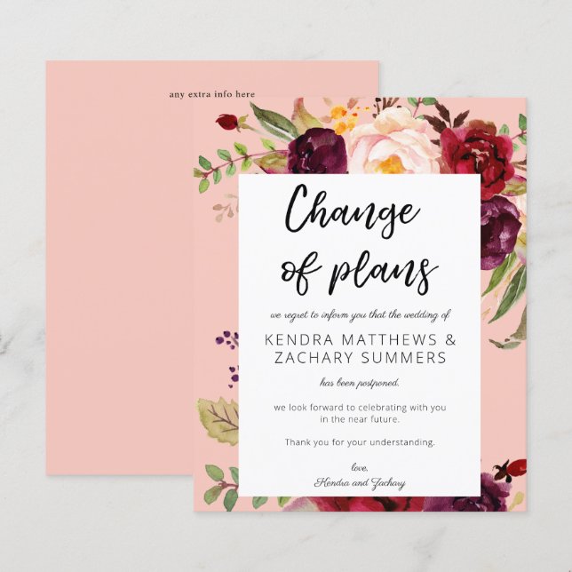 Budget Burgundy Marsala Floral PNK Wijziging plann (Voorkant / Achterkant)